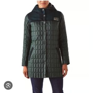 PATAGONIA GREEN Limited Rare Women's Quilted Hooded Jacket Coat Green S Coastal